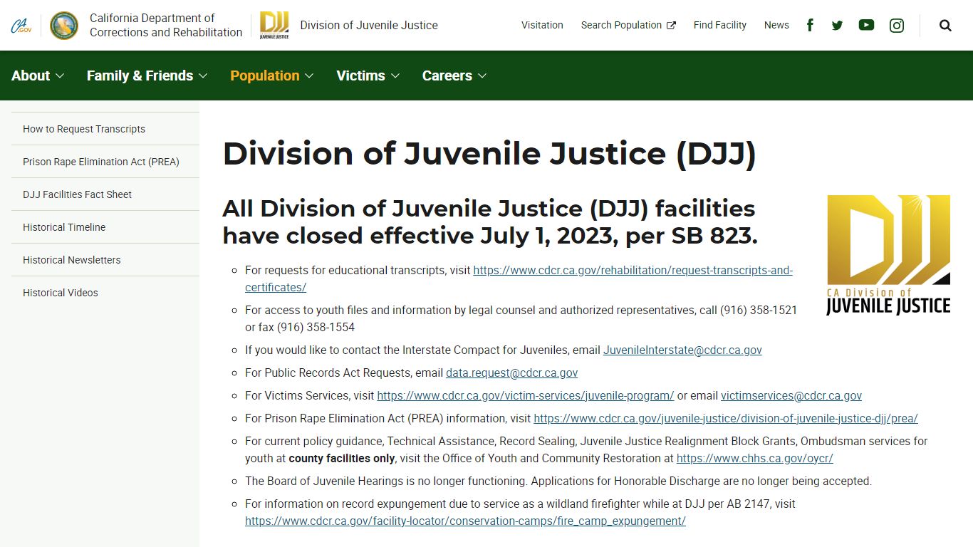 Division of Juvenile Justice (DJJ) - CDCR