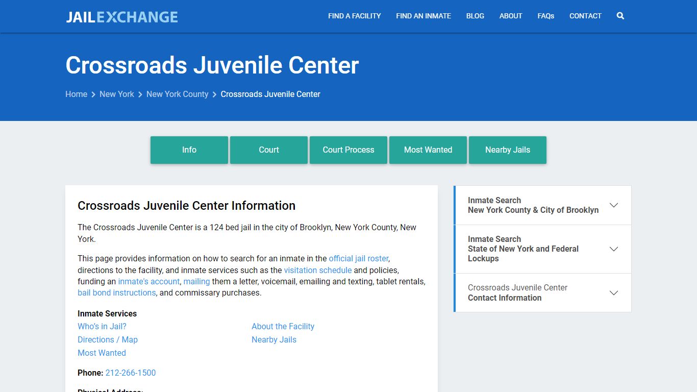 Crossroads Juvenile Center, NY Inmate Search, Information - Jail Exchange