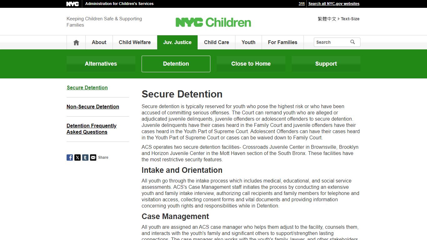 ACS - Secure Detention - NYC.gov